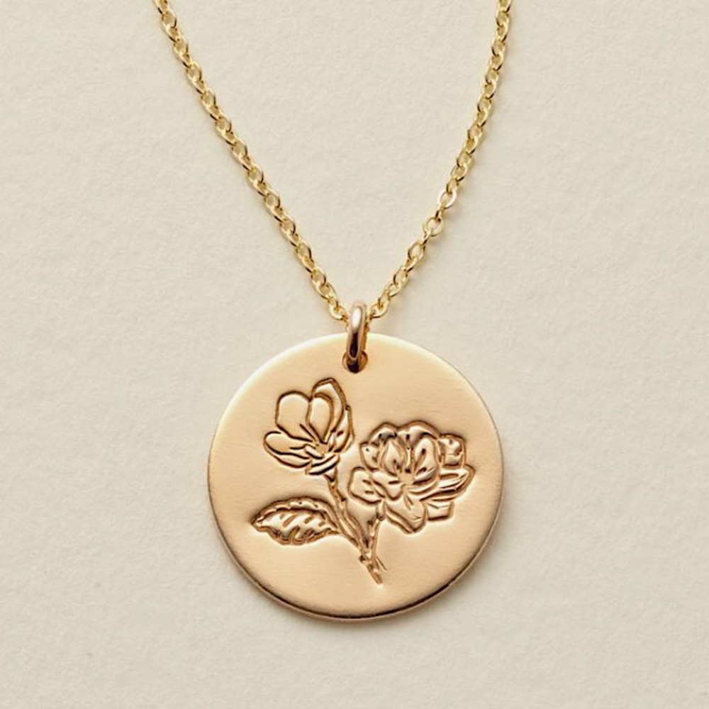 Magnolia Minimalist Floral Dainty Symbol Necklace
